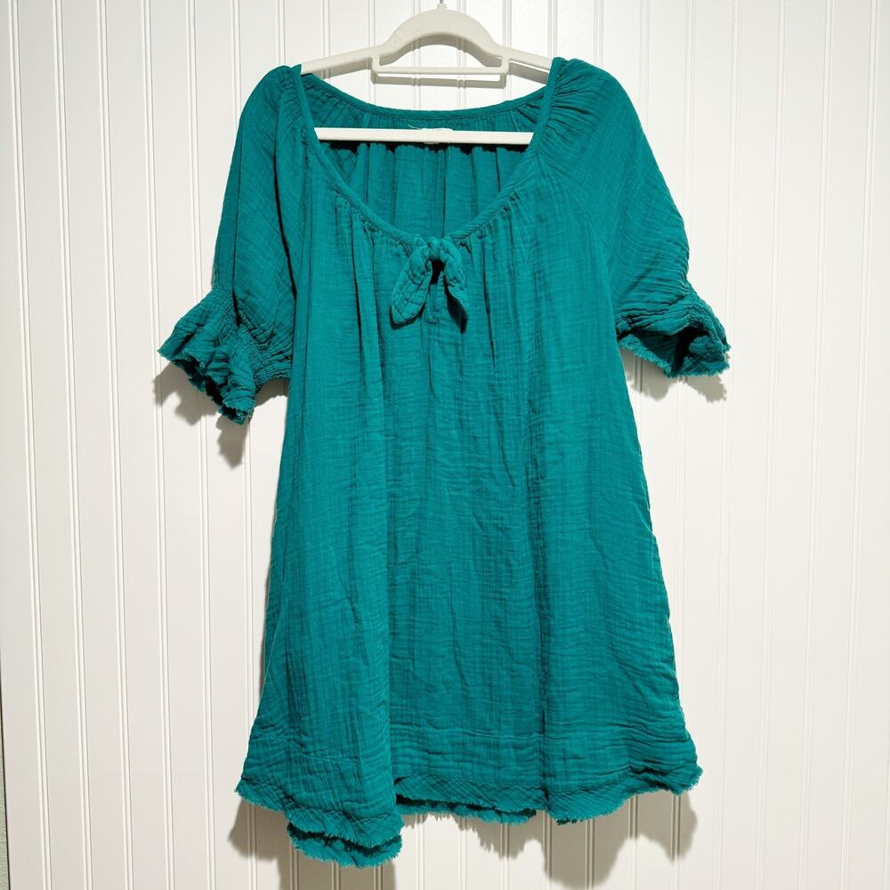 Natural Life Sienna Teal Cotton Gauzy Dress Size L/XL - Picture 2 of 9